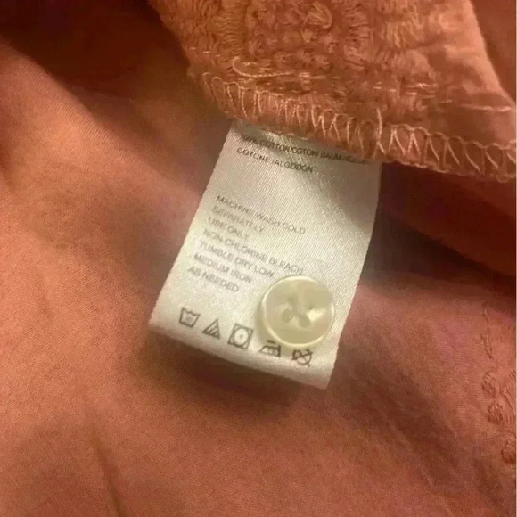 Isabella Sinclair Sunflower Embroidered Henley In Salmon Pink Size Medium - Picture 9 of 9